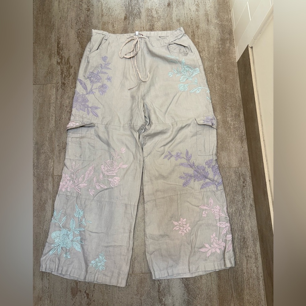 Johnny Was Workshop Embroidered Drawstring Pant - image 1